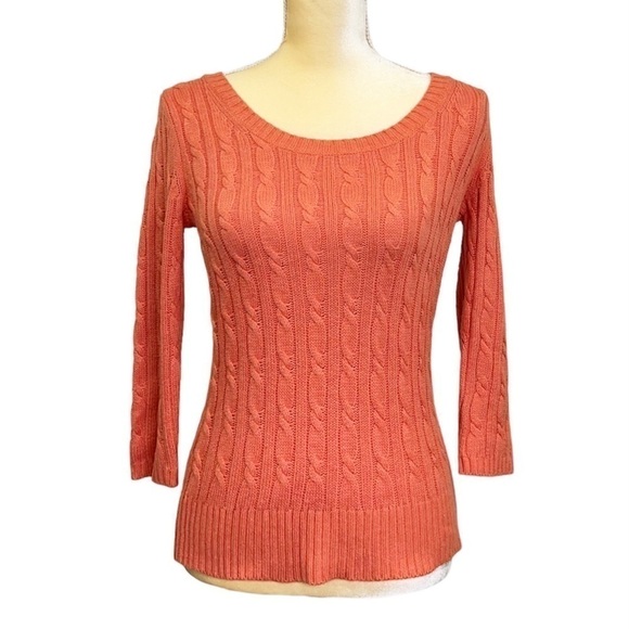 Ann Taylor Loft Cable Knit Crewneck Sweater Size XS 3/4 Sleeves Rabbit Hair EUC - Picture 2 of 8